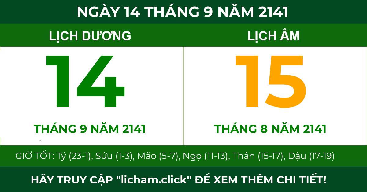 lịch âm ngày 14 tháng 9 năm 2141