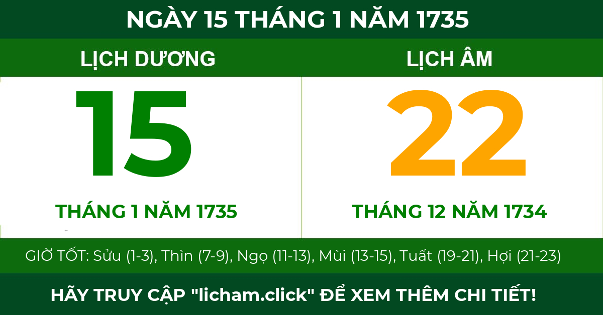 lịch âm ngày 15 tháng 1 năm 1735