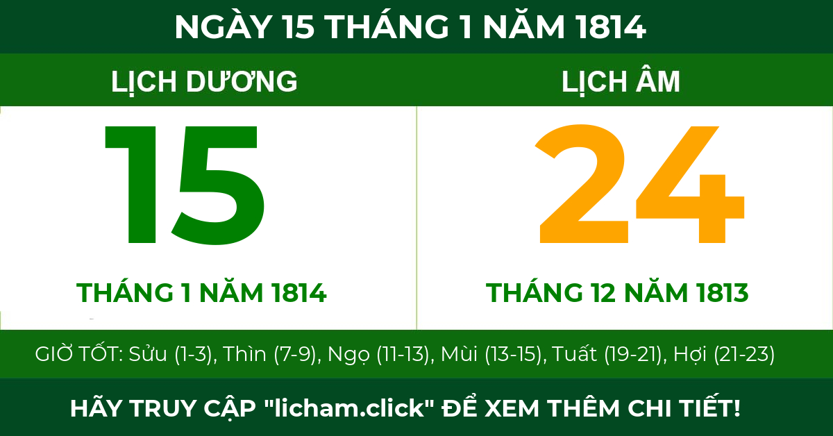 lịch âm ngày 15 tháng 1 năm 1814
