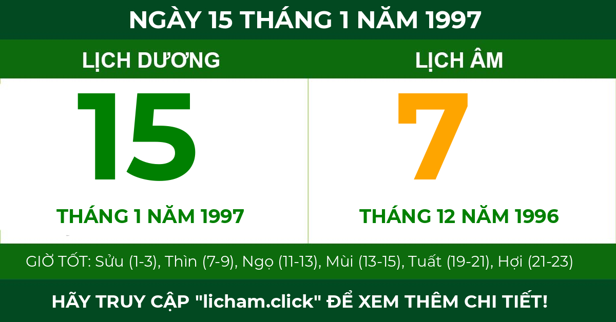 lịch âm ngày 15 tháng 1 năm 1997