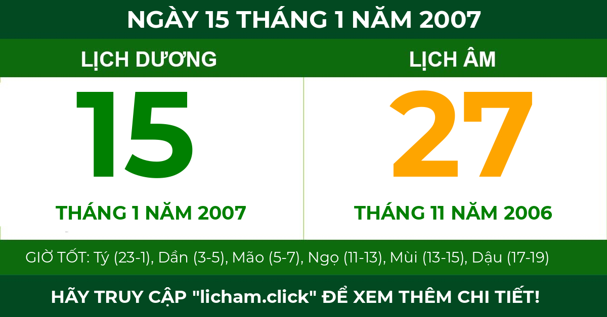 lịch âm ngày 15 tháng 1 năm 2007