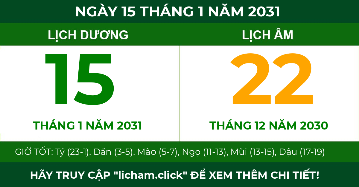lịch âm ngày 15 tháng 1 năm 2031