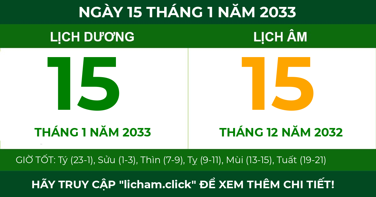 lịch âm ngày 15 tháng 1 năm 2033
