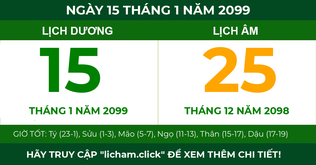 lịch âm ngày 15 tháng 1 năm 2099