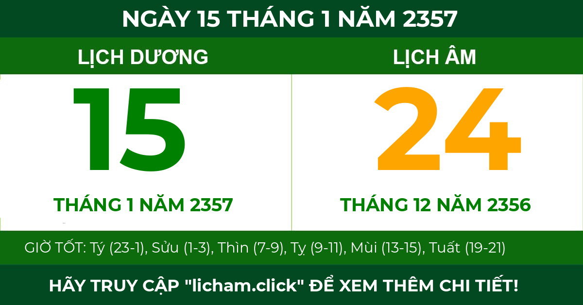 lịch âm ngày 15 tháng 1 năm 2357