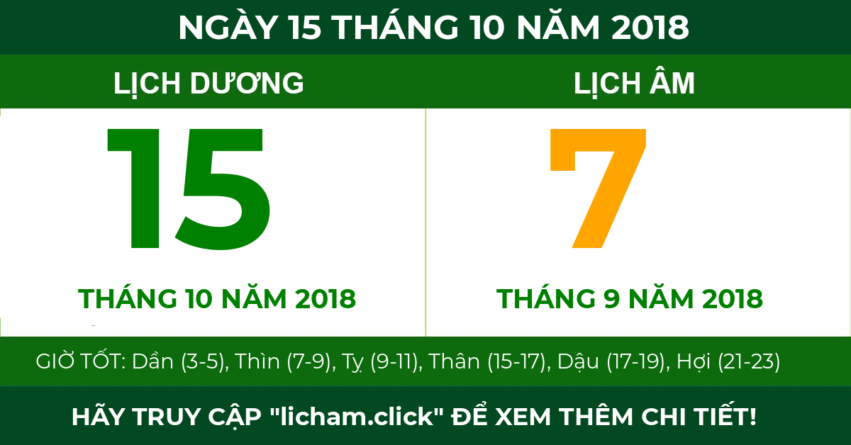 lịch âm ngày 15 tháng 10 năm 2018