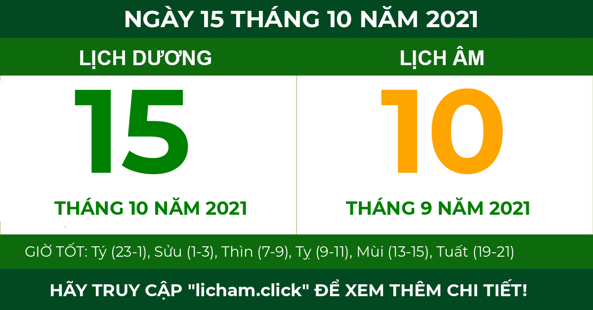 lịch âm ngày 15 tháng 10 năm 2021