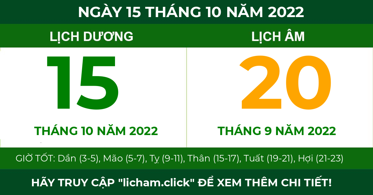 lịch âm ngày 15 tháng 10 năm 2022