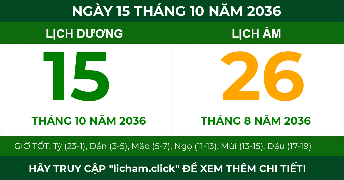 lịch âm ngày 15 tháng 10 năm 2036