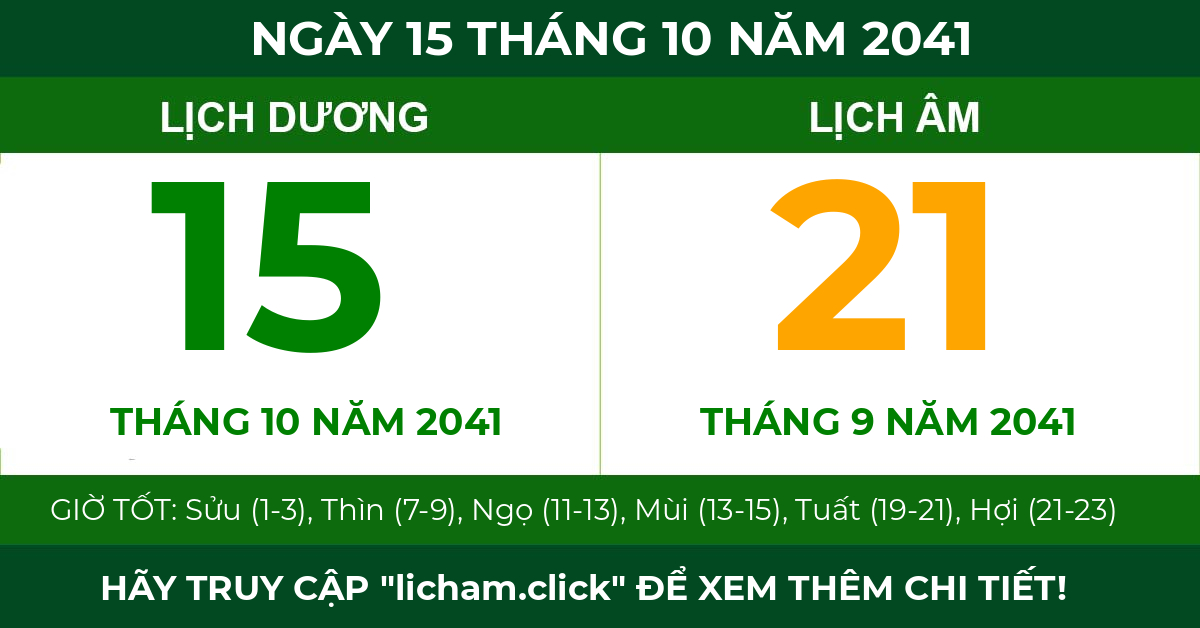 lịch âm ngày 15 tháng 10 năm 2041