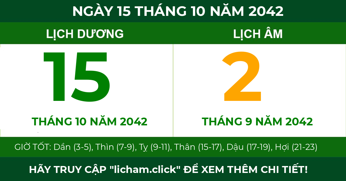 lịch âm ngày 15 tháng 10 năm 2042