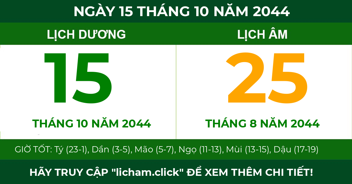 lịch âm ngày 15 tháng 10 năm 2044
