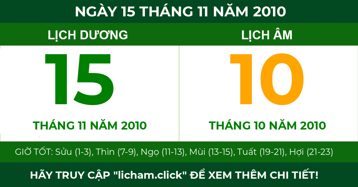 lịch âm ngày 15 tháng 11 năm 2010