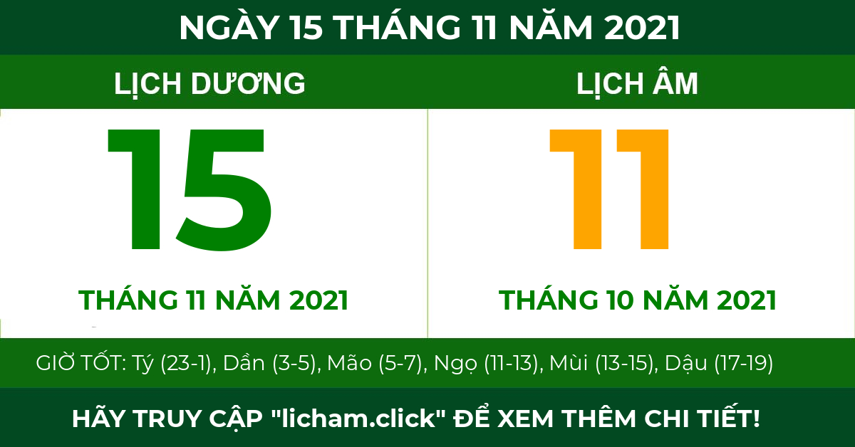 lịch âm ngày 15 tháng 11 năm 2021