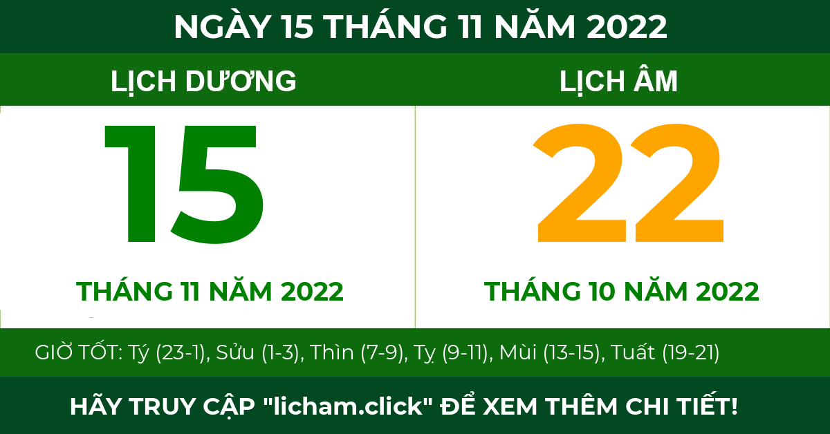 lịch âm ngày 15 tháng 11 năm 2022