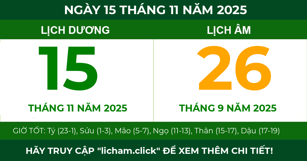 lịch âm ngày 15 tháng 11 năm 2025