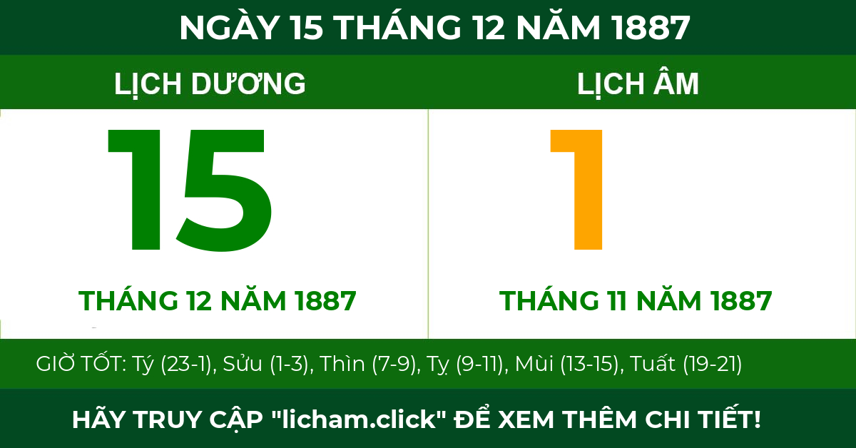 lịch âm ngày 15 tháng 12 năm 1887
