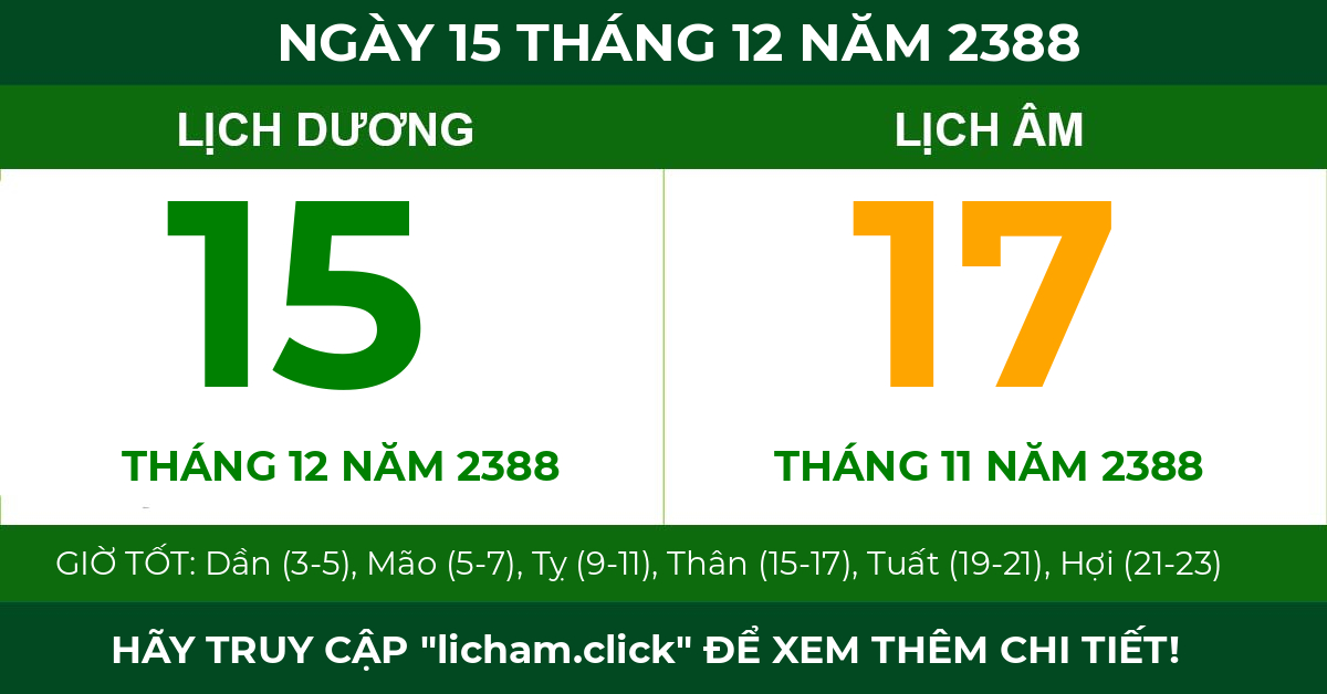 lịch âm ngày 15 tháng 12 năm 2388