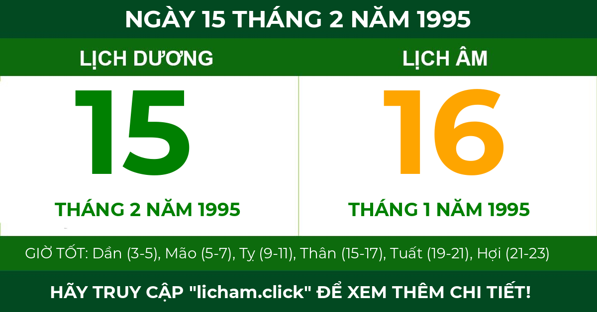 lịch âm ngày 15 tháng 2 năm 1995