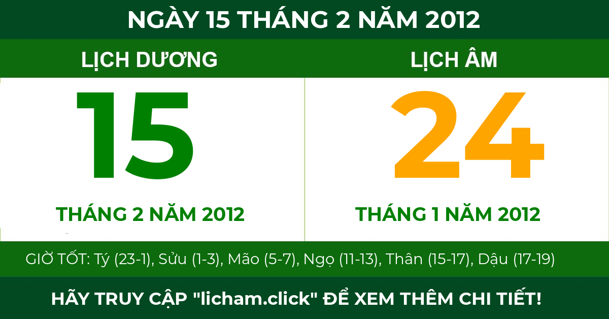 lịch âm ngày 15 tháng 2 năm 2012