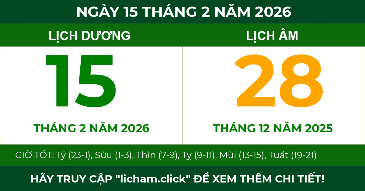 lịch âm ngày 15 tháng 2 năm 2026