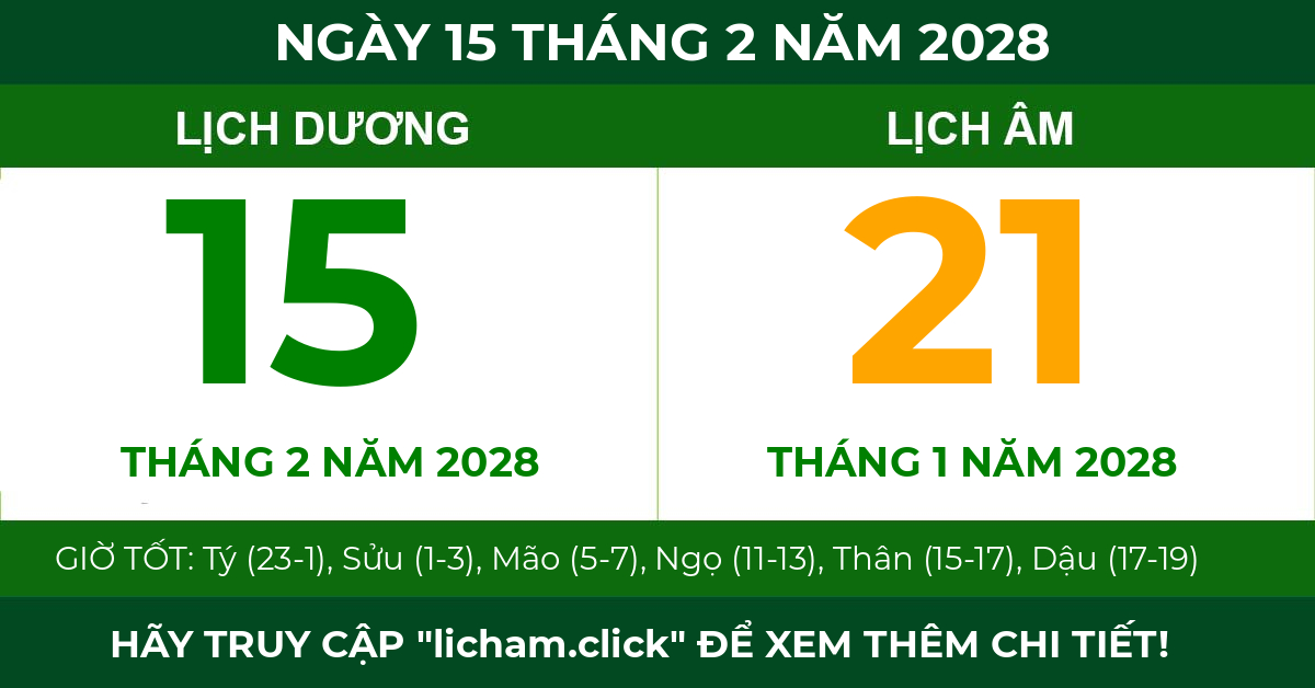 lịch âm ngày 15 tháng 2 năm 2028