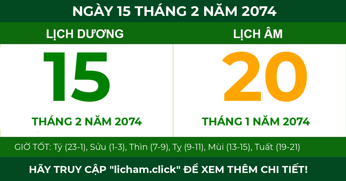 lịch âm ngày 15 tháng 2 năm 2074