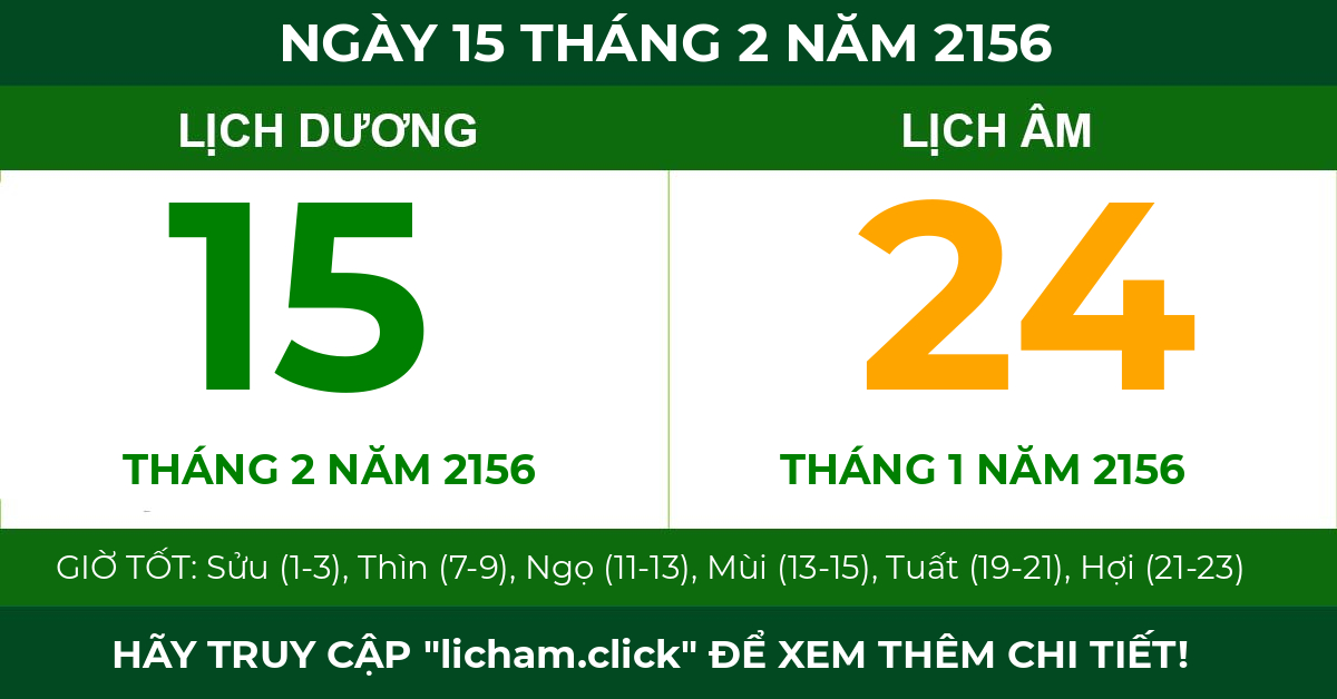 lịch âm ngày 15 tháng 2 năm 2156