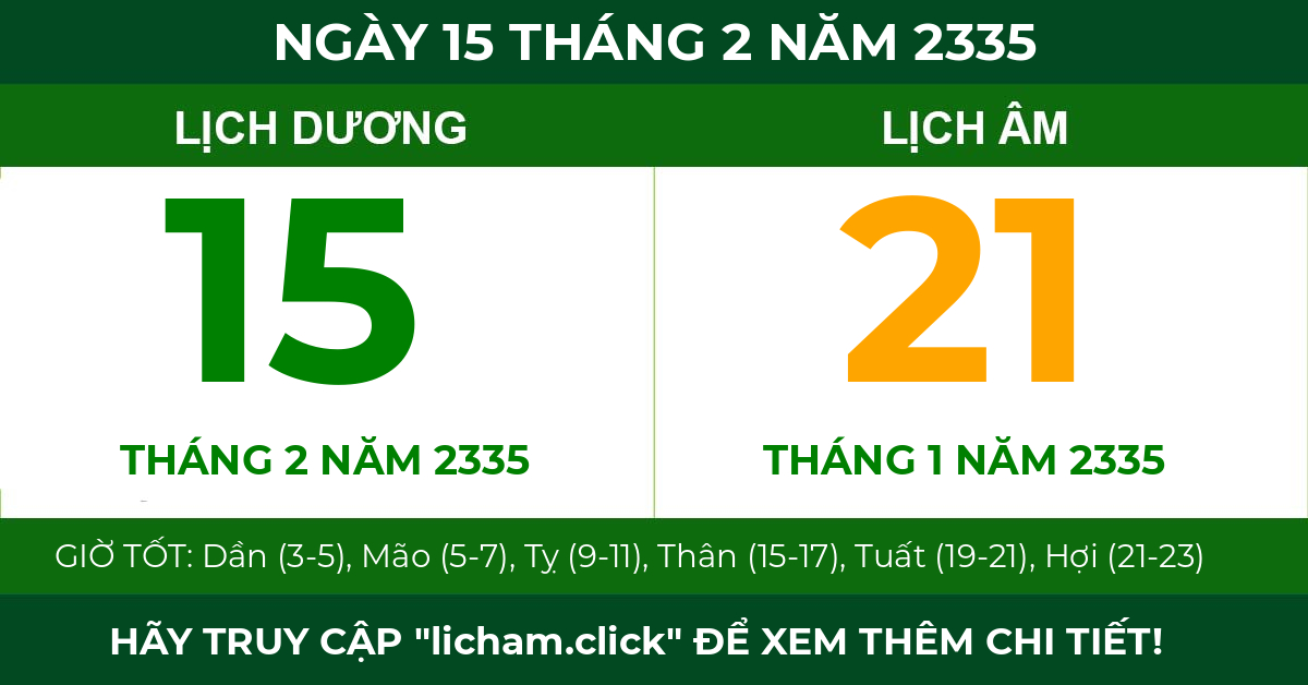 lịch âm ngày 15 tháng 2 năm 2335