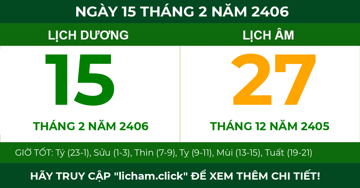 lịch âm ngày 15 tháng 2 năm 2406
