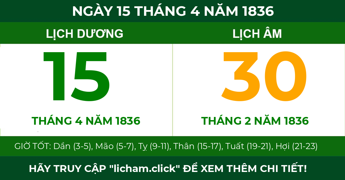 lịch âm ngày 15 tháng 4 năm 1836