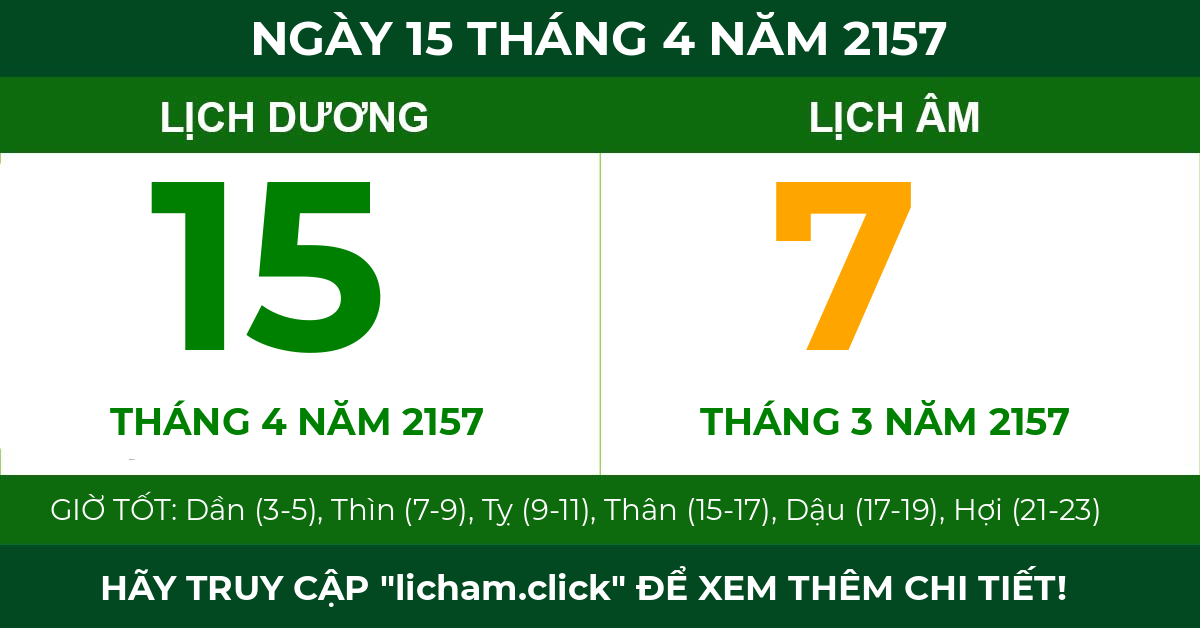 lịch âm ngày 15 tháng 4 năm 2157