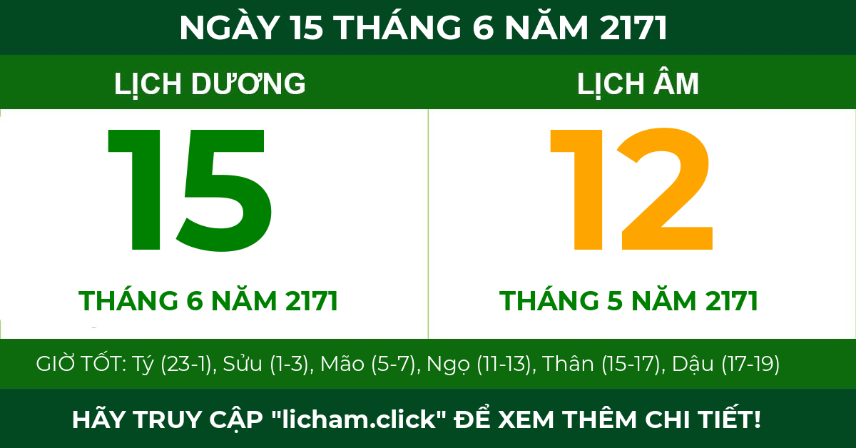 lịch âm ngày 15 tháng 6 năm 2171