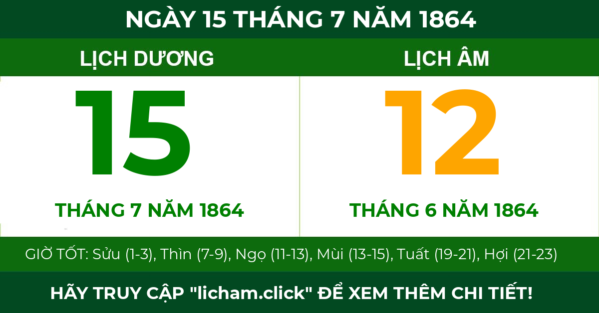 lịch âm ngày 15 tháng 7 năm 1864