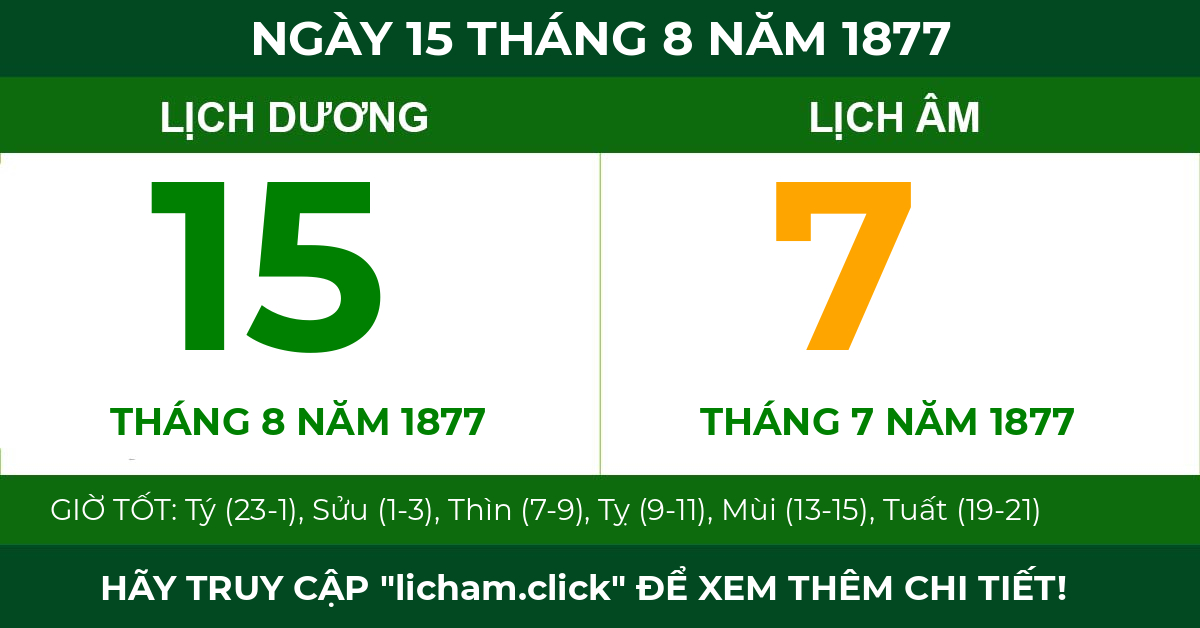 lịch âm ngày 15 tháng 8 năm 1877