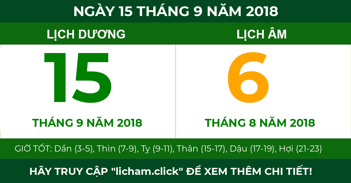 lịch âm ngày 15 tháng 9 năm 2018