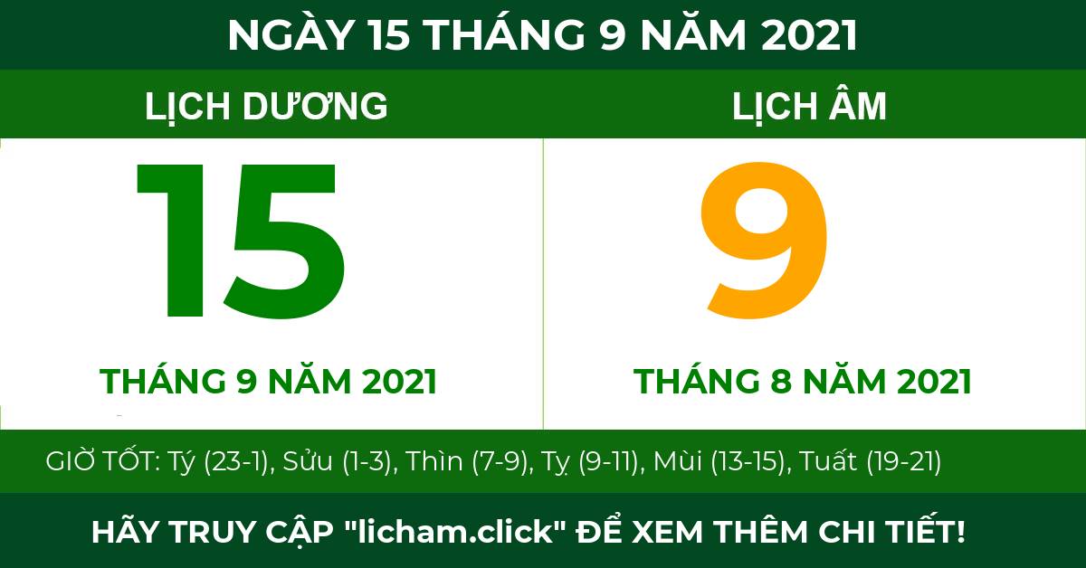 lịch âm ngày 15 tháng 9 năm 2021