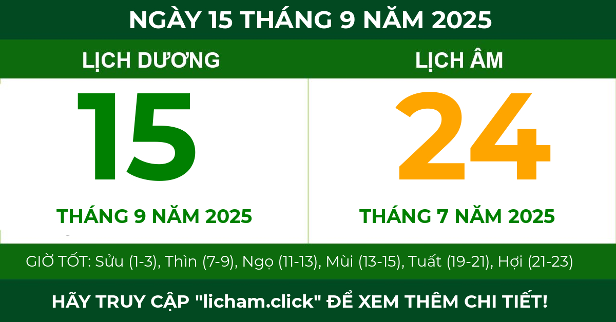 lịch âm ngày 15 tháng 9 năm 2025