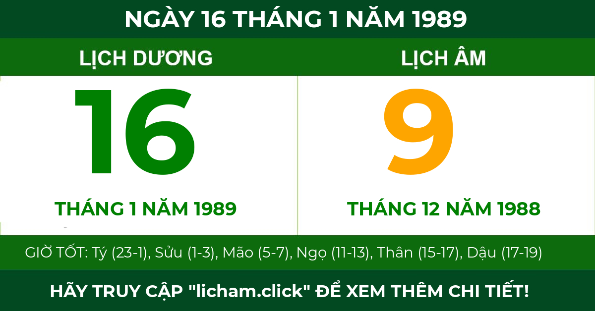 lịch âm ngày 16 tháng 1 năm 1989