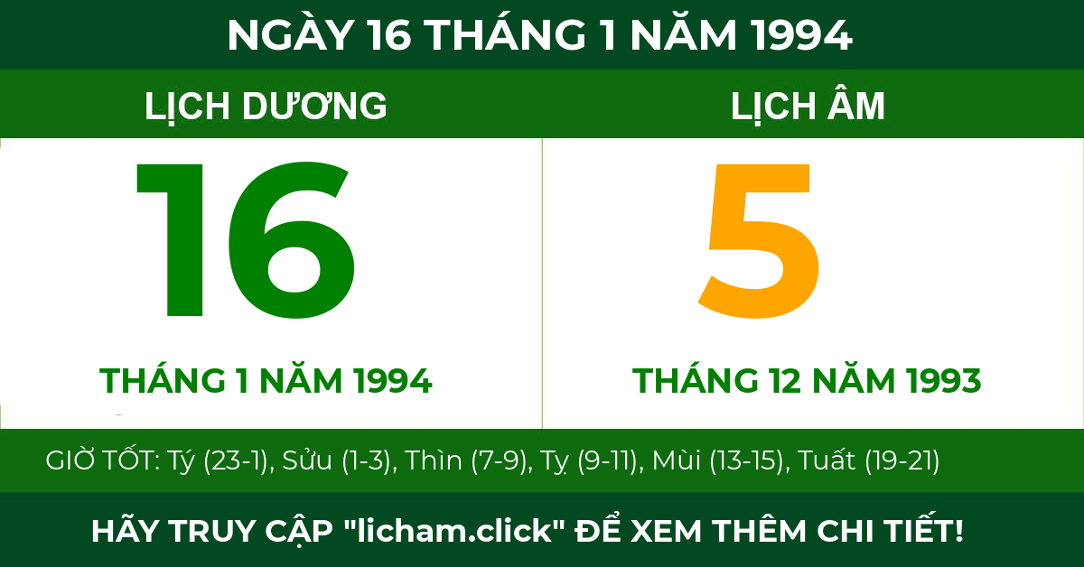lịch âm ngày 16 tháng 1 năm 1994