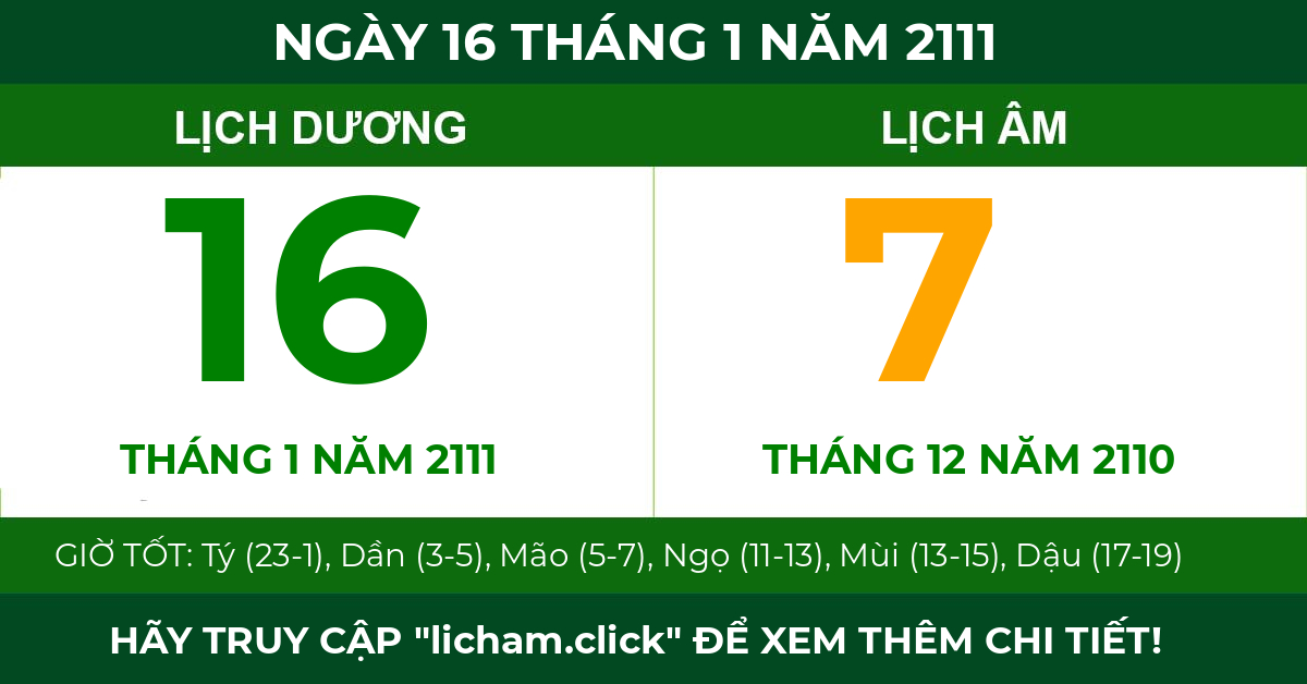 lịch âm ngày 16 tháng 1 năm 2111