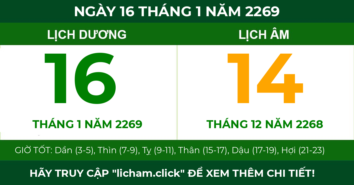 lịch âm ngày 16 tháng 1 năm 2269