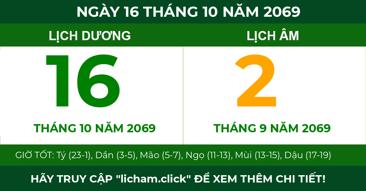 lịch âm ngày 16 tháng 10 năm 2069