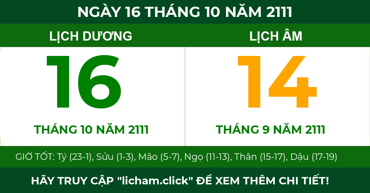 lịch âm ngày 16 tháng 10 năm 2111