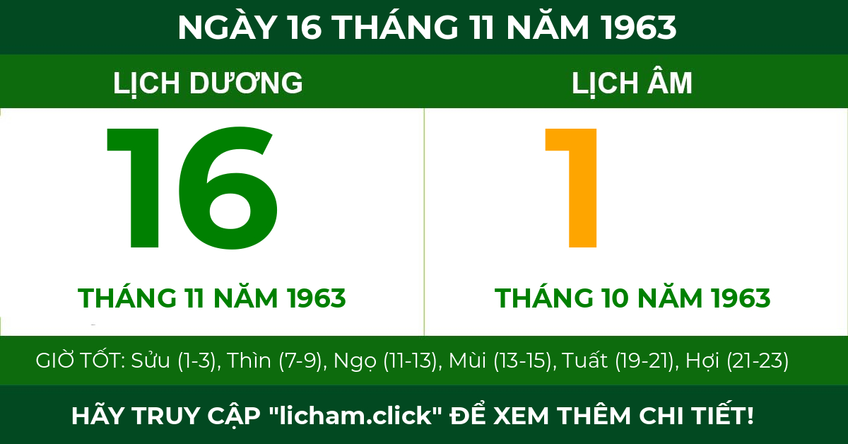 lịch âm ngày 16 tháng 11 năm 1963