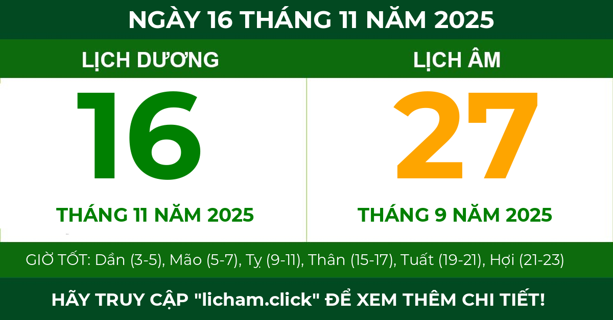 lịch âm ngày 16 tháng 11 năm 2025