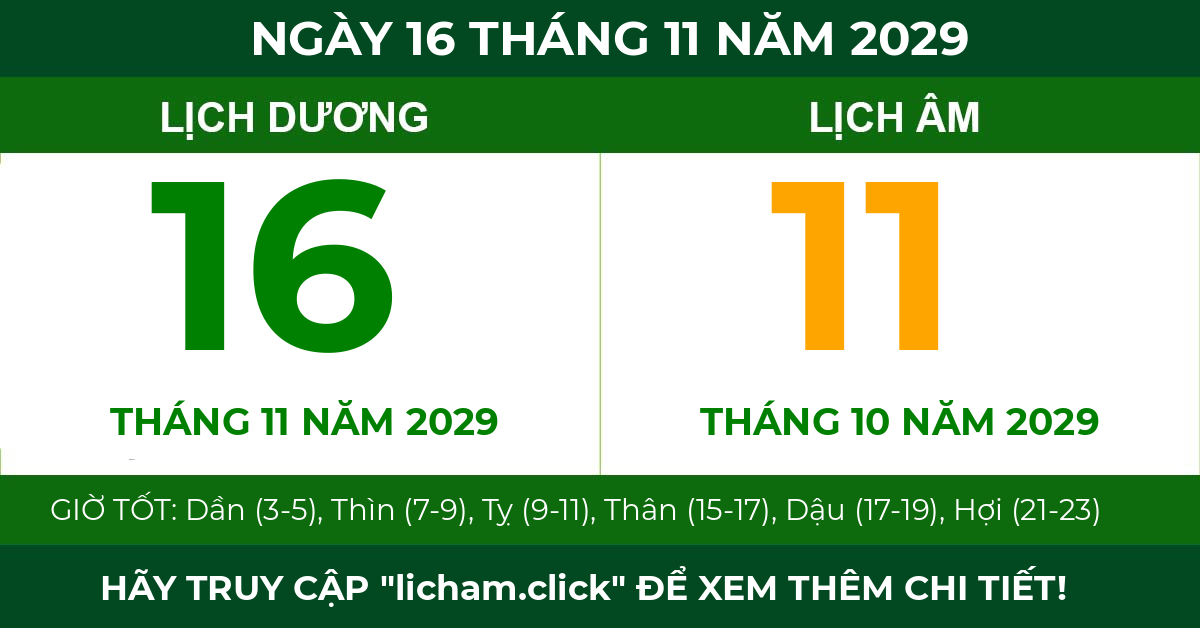 lịch âm ngày 16 tháng 11 năm 2029