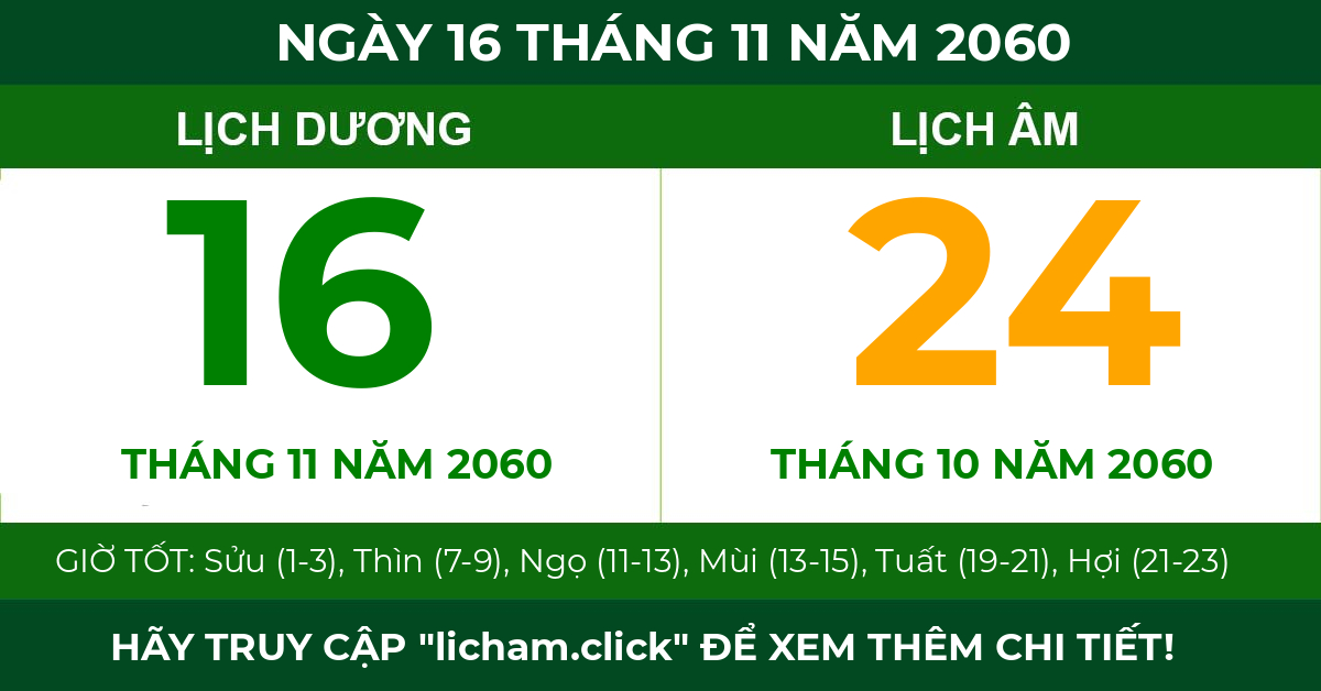 lịch âm ngày 16 tháng 11 năm 2060