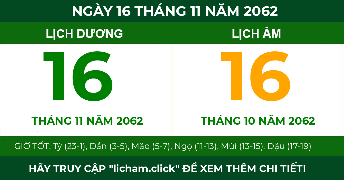 lịch âm ngày 16 tháng 11 năm 2062