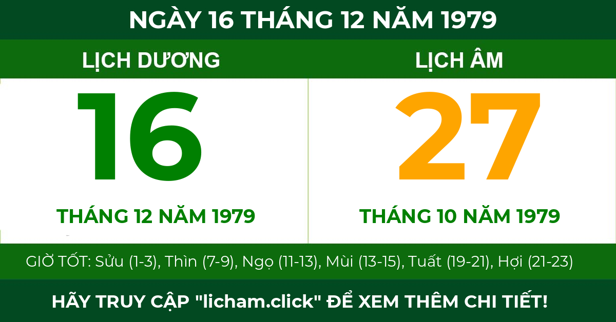 lịch âm ngày 16 tháng 12 năm 1979